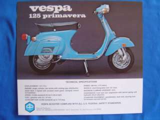 Vespa 125 Primavera Scooter Piaggio Dealer Brochure 75  