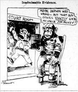 Cartoon 1925 Topeka, Kansas John Scopes Trial  