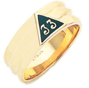   White Yellow Gold Masonic Scottish Rite 33 Degree Mason Ring  