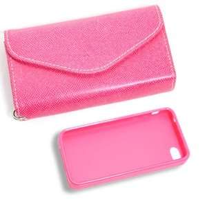  Product] Violet Red Wallet Card Faux Leather Flip Case+Pink Plastic 