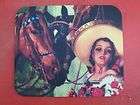 Mexican Calendar Girl Mousepad Cowgirl with Horses