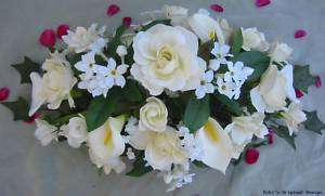Ivory Roses,& Calla Lily Silk Flower Floral Arrangement  
