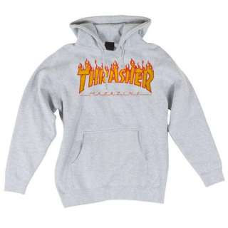   Magazine FLAMES Pullover Skateboard Hoodie ASH GREY LARGE  