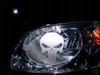 PUNISHER SKULL HEAD LIGHT ETCHED DECALS STICKERS PAIR  