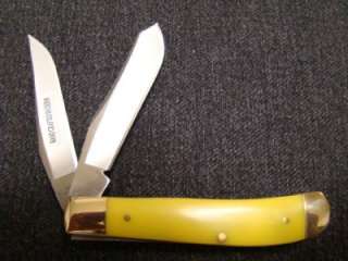   SS Kissing Crane Yellow Comp Mini Trapper Pocket Knife NIB KC3218 MJB