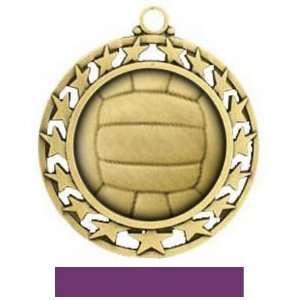   Volleyball Stars Medals M 440 GOLD MEDAL/PURPLE RIBBON 2.5 Sports