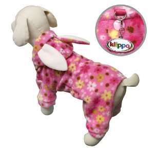 Adorable Floral Bunny Fleece Dog Pajamas/Bodysuit with Bunny Ears on 
