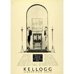1929 Ad Kellogg Radio Music Couples Furniture Model Cathedral Home 