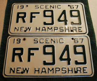 1966 1967 New Hampshire License Plate Pairs Both #RF949  