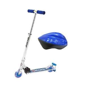  Razor Spark Blue DLX Scooter And Helmet Bundle Sports 