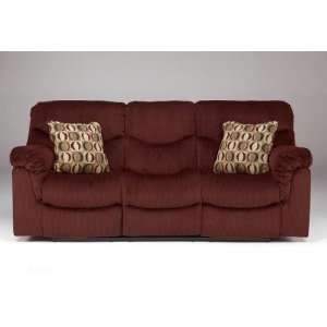   Famous Collection  Burgundy Reclining Sofa w/ Power
