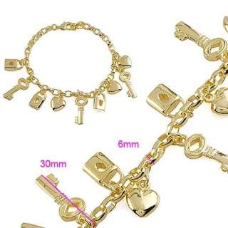 Key/Locket/Heart 9K Yellow Gold Filled Charm Bracelets  