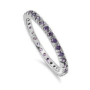   Eternity Ring with Amethyst Cubic Zirconia Stones size6 Jewelry