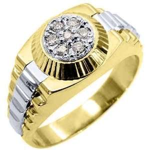  Mens Rolex Ring 14k Two Tone Gold Round Diamond .45 Carats 
