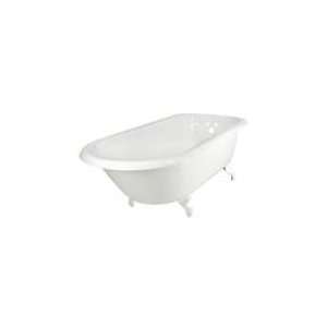   67 Cast Iron Roll Top Tub in White with Tub Wall F