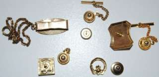 Vintage Tie Tacks / Lapel Pins Plain or w/ Stone & Pocket Watch 