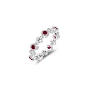  0.42 Cts Ruby Seven Stone Wedding Band in 14K White Gold 9 
