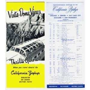    California Zephyr Vista Dome Views Schedules 1956 