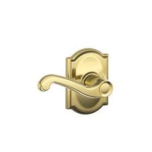 Schlage F10 605 Bright Brass Passage Flair Style Lever with Camelot 