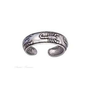    Sterling Silver Mens Scorpion Adjustable Toe Ring Jewelry