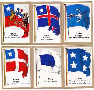 Six Vintage 1932 FLAGS of CHILE Cards  