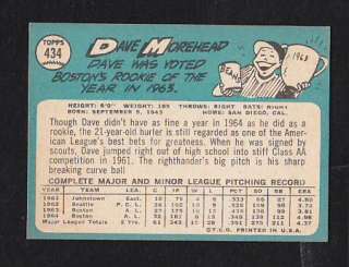 1965 Topps #434 Dave Morehead NMT Boston Red Sox Premium Vintage Card 