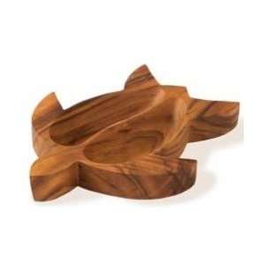  Hawaiian Wood Serveware Turtle Divided Tray 1.5 by 10 by 