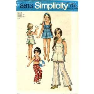  Simplicity 8813 Sewing Pattern Girls Bathing Suit & Bell 