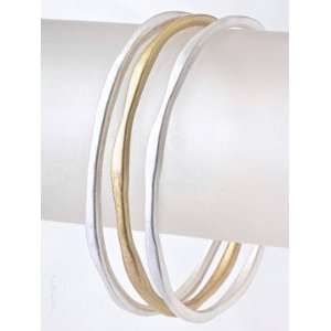  Gold and Silver Hammered Metal Bangle Jewelry