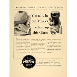 1940 Ad Coca Cola Drink Beverage Coke Movies Soda Pop   Original Print 
