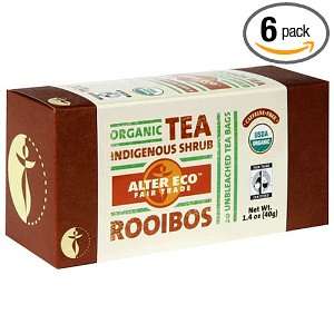 Alter Eco Fair Trade Organic Rooibos Tea, 20 Count Tea Bags (Pack of 6 