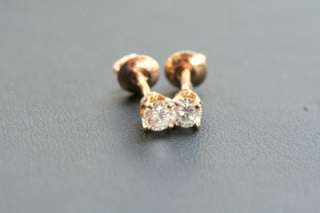 Vintage 14K YG 1/2 Carat Diamond Studs Gold Earrings G