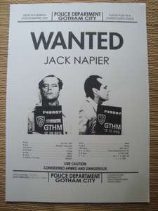 Batman Jack Napier JOKER Wanted Poster Prop  