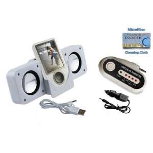  Portable Stereo Speaker (White) + FM Transmitter for 