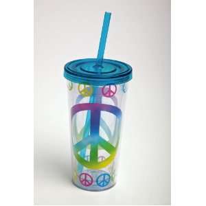  Small Insulated Cup w/Straw 10oz & Twist Off Lid, Peace 