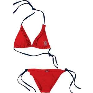   Boston Red Sox Womens Navy Ruffled String Bikini