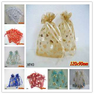 50PCS LARGE SIZE Various Heart Organza wedding favor gift pouch bags 3 