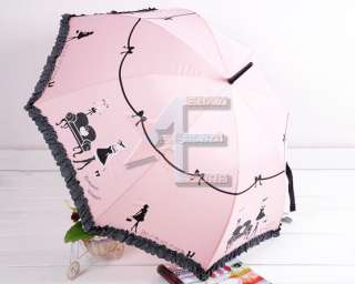 New lady Piano Rain Sun Parasol Stick Umbrella Ivory  