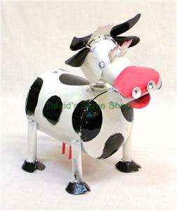 Recycled Metal Yard Garden Folk Art 15 Cow Sculpture WI0161  