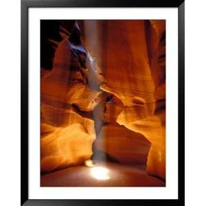 Sun Shining Beam of Light onto Canyon Floor, Slot Canyon, Upper 