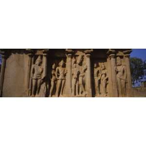 Sculptures Carved on the Wall of Shore Temple, Mahabalipuram, Tamil 