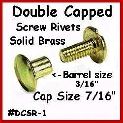 BRASS Screw TOGETHER Double Capped Rivet Leather  