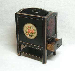 Black Chinese Painted Wooden Magazine Rack B12 22a  