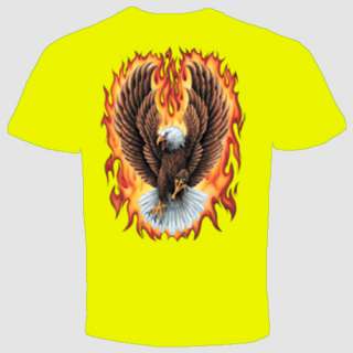 USA T shirt Eagle Flames Harley Davidson Biker Screaming Military 
