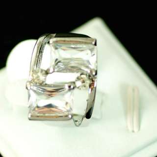   White Costume Gemstone 18K GP Diamante Zircon CZ Ring Jewelry  
