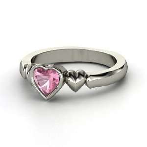   Heart Beats for You Ring, Heart Pink Tourmaline Platinum Ring Jewelry