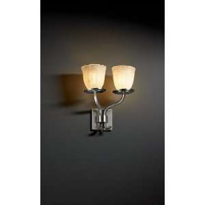  Ripple Tulip White 2 Light Sconce Nickel Short