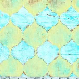   Bloom Tile Mosaic Aqua Fabric By The Yard Arts, Crafts & Sewing