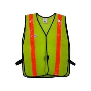  Safety Vests Lime Standard with 1.5 inch Orange Stripes 