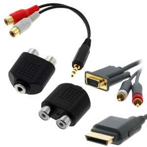   RCA Audio Video Splitter Adapter (RCA F to 2 RCA F)+3.5mm Male to 2